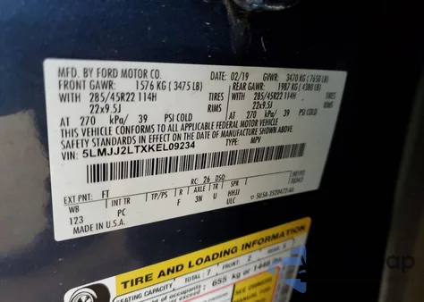 2019 Lincoln Navigator Reserve из США, поврежденный, VIN 5LMJJ2LTXKEL09234